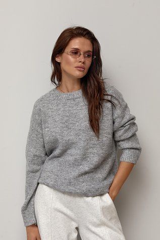 В'язана кофта з написом на спині - сірий цвет, ONE SIZE (є розміри) 1079021022 фото
