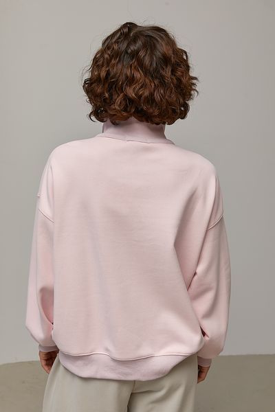 Теплий світшот oversize з вишитим написом - рожевий цвет, ONE SIZE (є розміри) 1079231422 фото