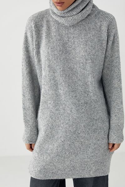 Жіноча в'язана туніка з високою горловиною - сірий цвет, ONE SIZE (є розміри) 1070931022 фото