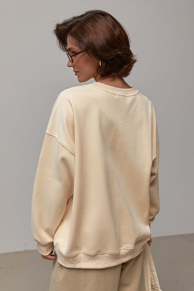 Жіночий утеплений світшот oversize з начосом - кремовий цвет, ONE SIZE (є розміри) 1078351922 фото