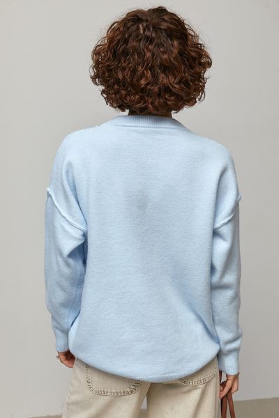 В&rsquo;язаний джемпер oversize з декоративними швами - блакитний цвет, ONE SIZE (є розміри) 1078801222 фото