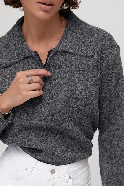 Жіночий кардиган-поло на блискавці - темно-сірий цвет, ONE SIZE (є розміри) 1078052222 фото