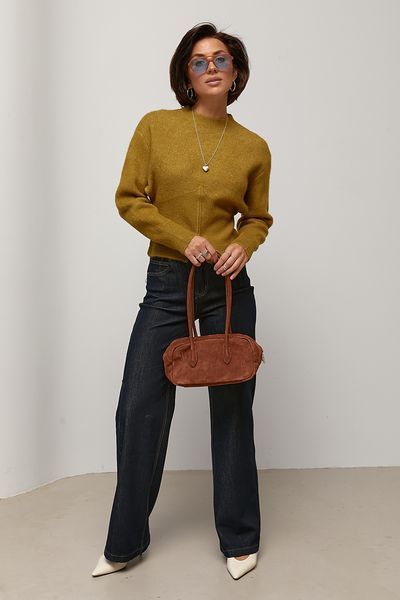 В&rsquo;язана кофта з блискавкою спереду - хакі цвет, ONE SIZE (є розміри) 1079131622 фото