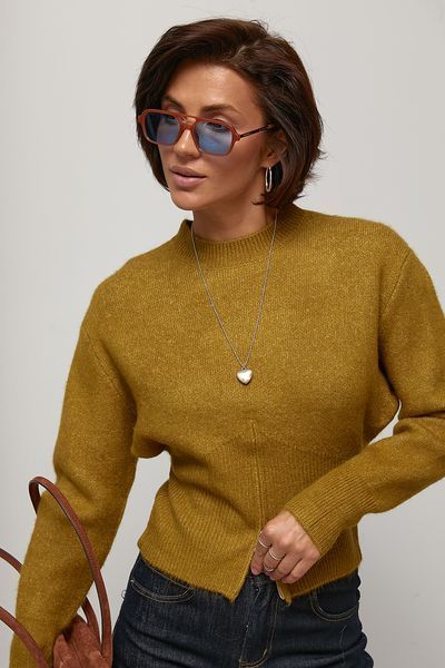 В&rsquo;язана кофта з блискавкою спереду - хакі цвет, ONE SIZE (є розміри) 1079131622 фото