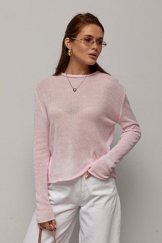 Тонкий напівпрозорий в&rsquo;язаний джемпер - рожевий цвет, ONE SIZE (є розміри) 1078371422 фото