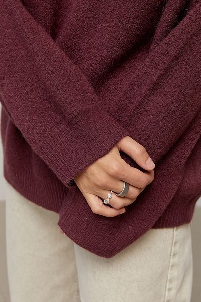Подовжений в&rsquo;язаний джемпер oversize - баклажан цвет, ONE SIZE (є розміри) 1078864522 фото