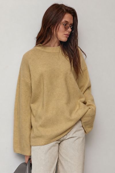 В&rsquo;язаний джемпер oversize з широкими рукавами - світло-коричневий цвет, ONE SIZE (є розміри) 1078942022 фото