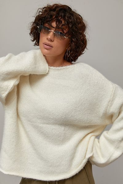 Мохеровий джемпер oversize з широкою горловиною - білий цвет, ONE SIZE (є розміри) 1078870122 фото