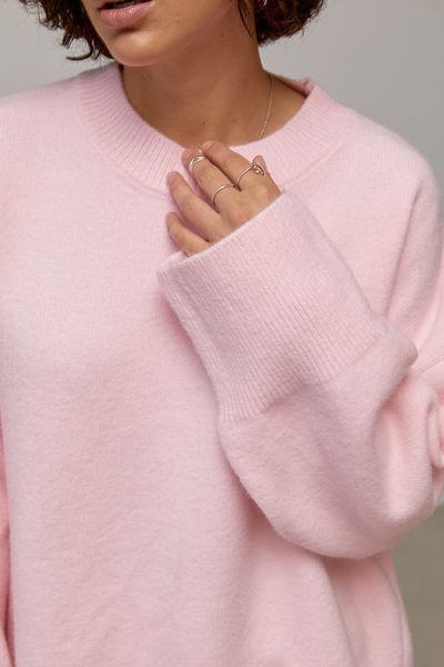 Жіночий в&rsquo;язаний джемпер oversize з бічними розрізами - рожевий цвет, ONE SIZE (є розміри) 1079171422 фото