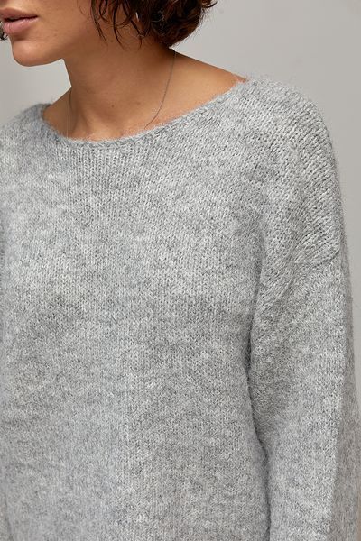 Мохеровий джемпер oversize з широкою горловиною - сірий цвет, ONE SIZE (є розміри) 1078871022 фото