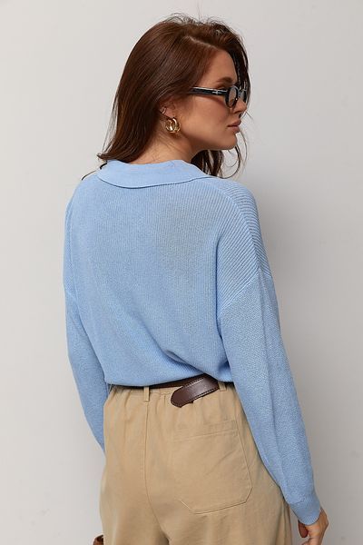 В&rsquo;язана кофта-поло з декоративними ґудзиками - блакитний цвет, ONE SIZE (є розміри) 1078141222 фото