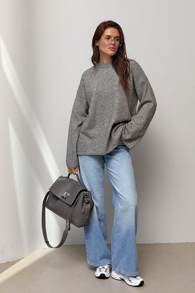 В&rsquo;язаний джемпер oversize з широкими рукавами - сірий цвет, ONE SIZE (є розміри) 1078941022 фото