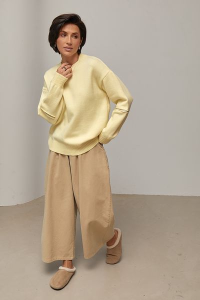 Джемпер oversize з декоративними блискавками на рукавах - жовтий цвет, ONE SIZE (є розміри) 1078600322 фото